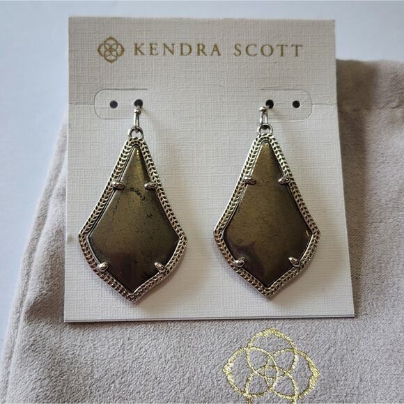 Kendra scott Silver Rhodium And‎ Mirror Rock Alex Earrings New - Picture 1 of 4